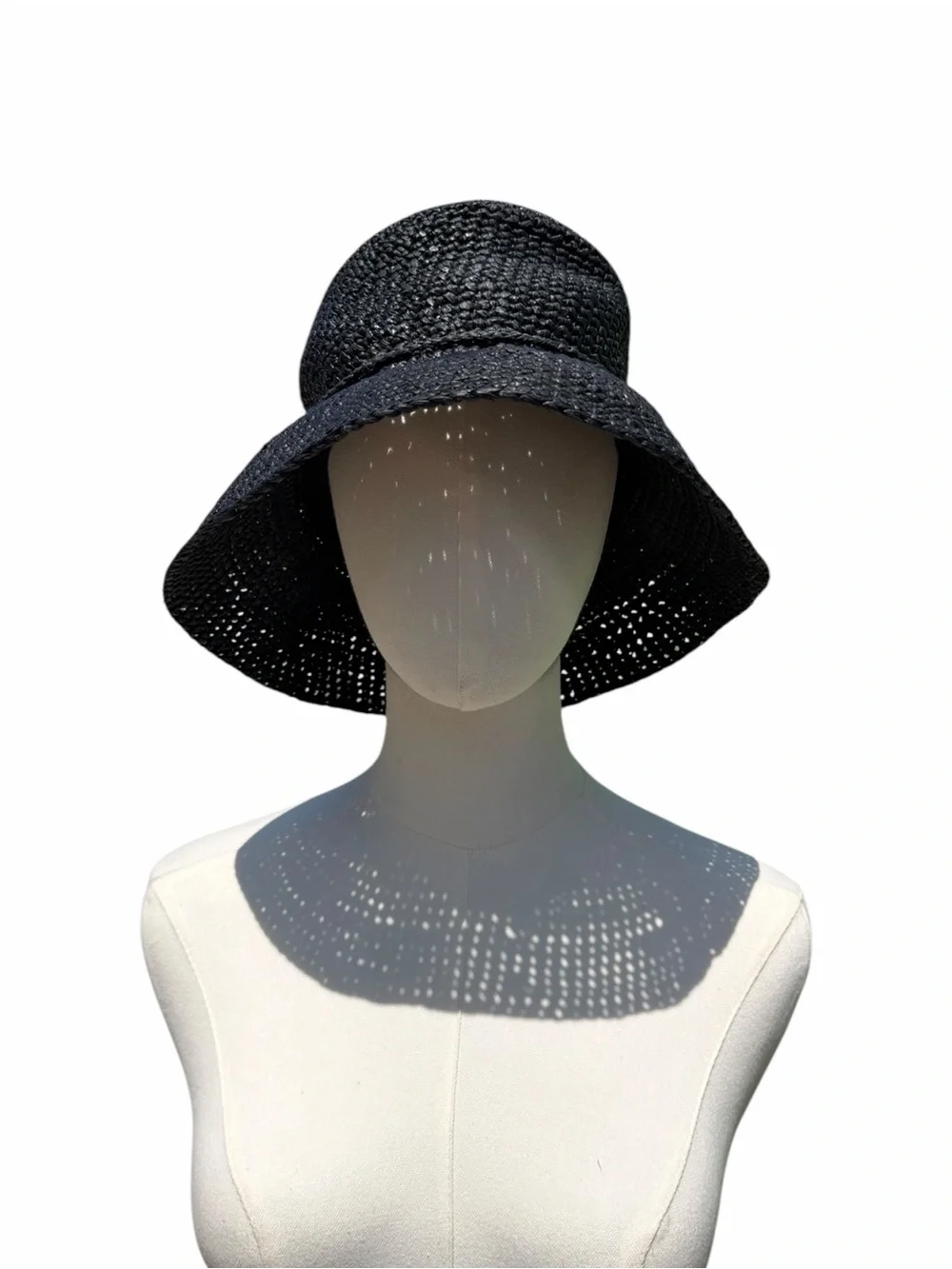 The Scala Collection Black Woven Straw Sun Hat Wide Brim Bucket Cloche One Size